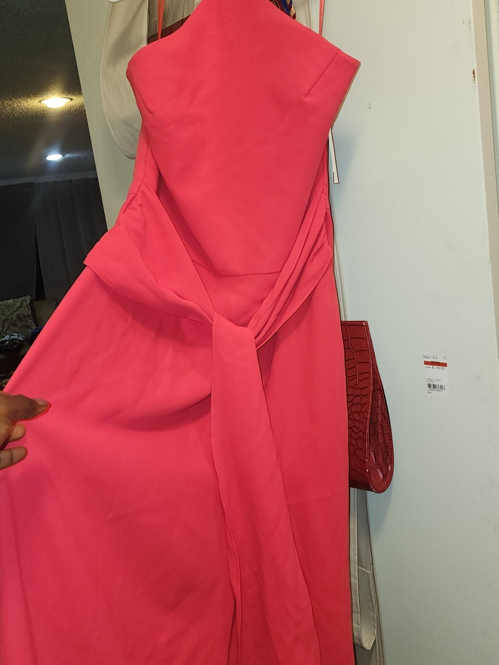 Amanda Uprichard Hot Pink Ultra-back Dress with Waist Tie